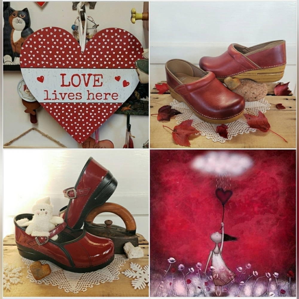 Lovely Red Dansko Pro Clogs Mary Jane Straps Buckle Boho Cottage Festive Comfort